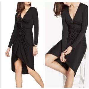 BCBG Maxazria Women's Medium
Debby Hi Lo ruched front long sleeve black dress
